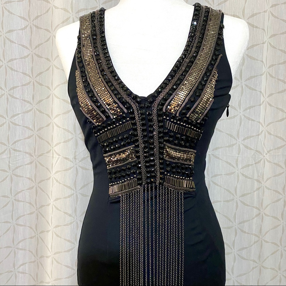 BeBe Dress Embellished Bodycon Chain Open Back